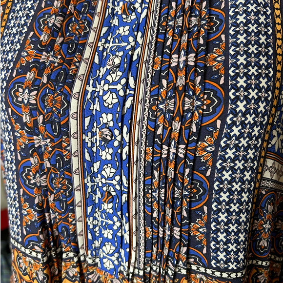 Daniel Rainn Tunic Blouse in Faux Multicolored Patchwork Boho Size Medium - Picture 2 of 6